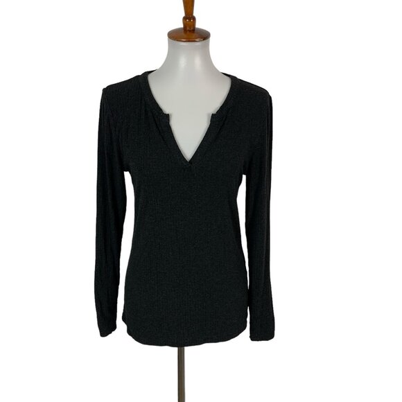 Market And Spruce Women Medium Gray Long Sleeve Tee Basic Cozy Minimalist - Picture 1 of 5